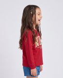 Hot Pink Varsity Graphic Full Sleeves T-Shirt TG6699