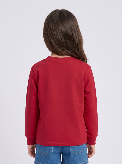 Hot Pink Varsity Graphic Full Sleeves T-Shirt TG6699