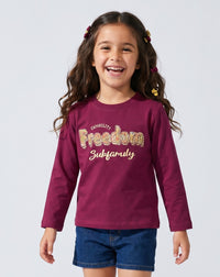 Magenta Freedom Graphic Full Sleeves T-Shirt TG6703