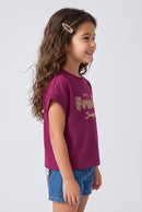 Magenta Freedom Graphic Half Sleeves T-Shirt TG6703