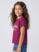 Magenta Freedom Graphic Half Sleeves T-Shirt TG6703