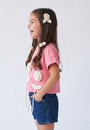 Pink 3D Rose Appliqué T-Shirt TG6718