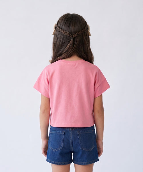 Pink 3D Rose Appliqué T-Shirt TG6718