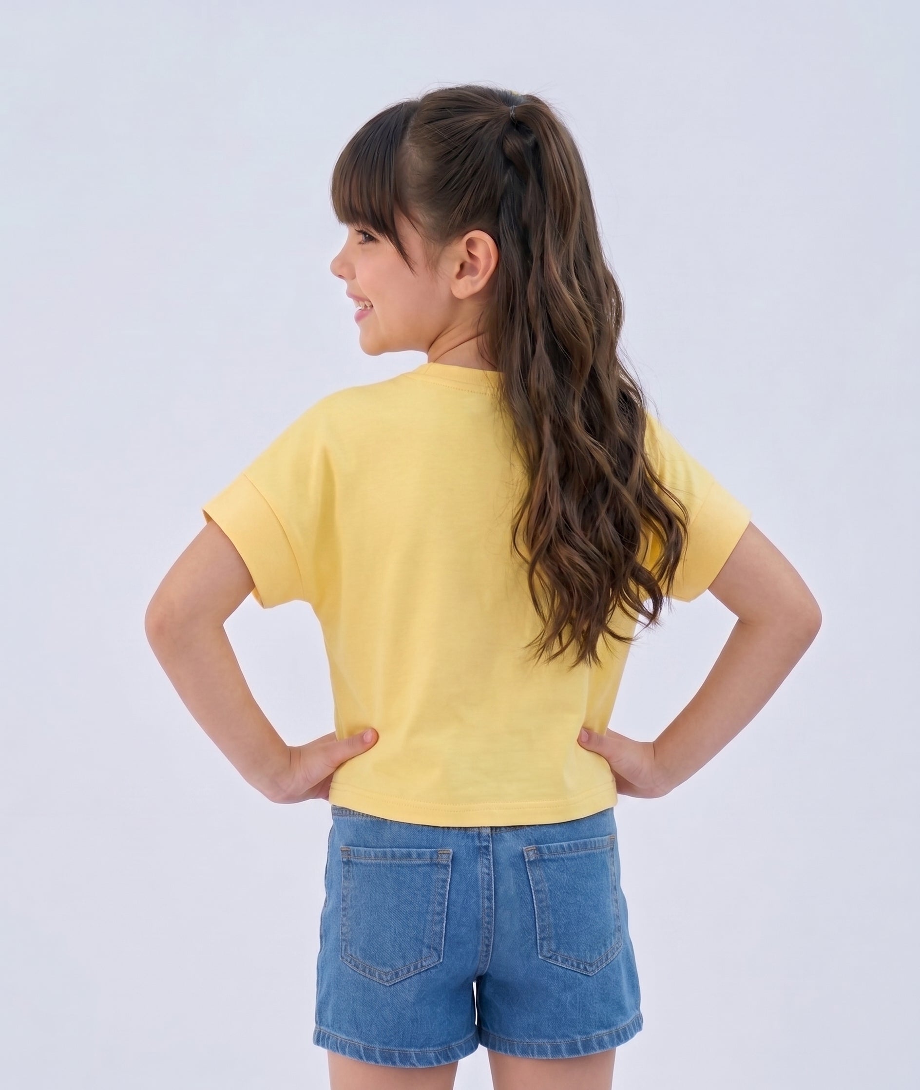 Yellow 3D Rose Appliqué T-Shirt TG6718