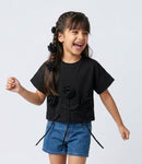 Black 3D Floral Appliqué T-Shirt TG6718