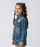 Dark Blue Patch Detail Denim Shirt TG6721