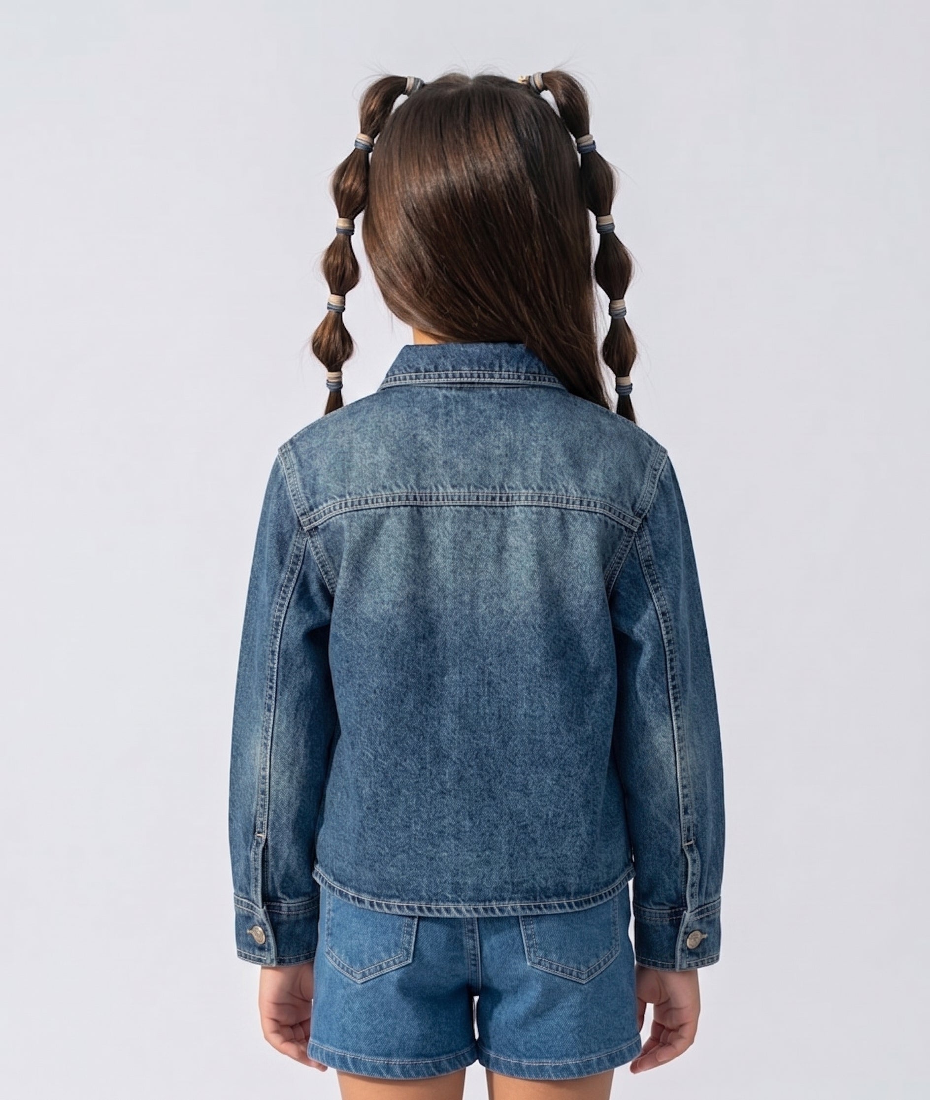 Dark Blue Patch Detail Denim Shirt TG6721