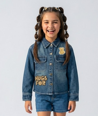 Dark Blue Patch Detail Denim Shirt TG6721
