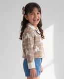 Brown Floral Embroidered Contrast Collar Shirt TG6723