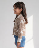 Brown Floral Embroidered Contrast Collar Shirt TG6723