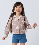 Mauve Floral Embroidered Contrast Collar Shirt TG6723