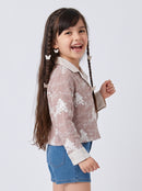 Mauve Floral Embroidered Contrast Collar Shirt TG6723