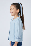 Light Blue Embellished Puff Sleeve Top TG6728