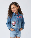 Light Blue Kitty Character Patch Denim Shirt TG6742