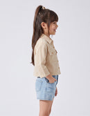 Cream Utility Pocket Cropped Shirt TG6750