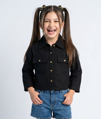 Black Utility Pocket Cropped Shirt TG6750