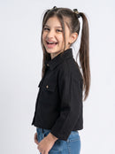 Black Utility Pocket Cropped Shirt TG6750