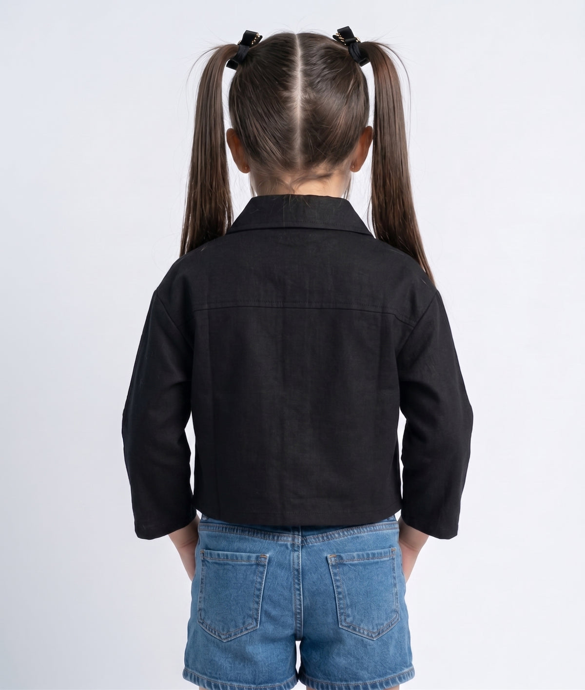 Black Utility Pocket Cropped Shirt TG6750