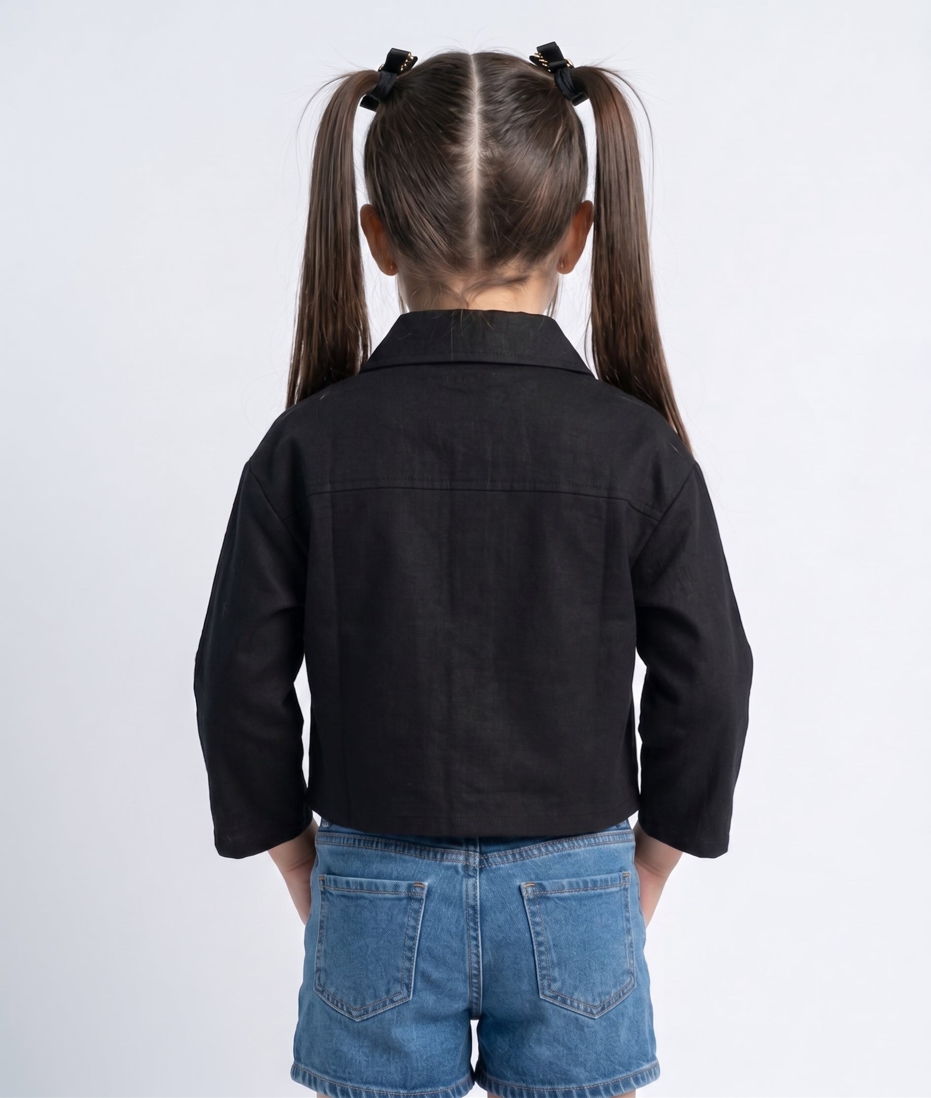 Black Utility Pocket Cropped Shirt TG6750