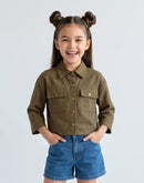 Brown Utility Pocket Cropped Shirt TG6750
