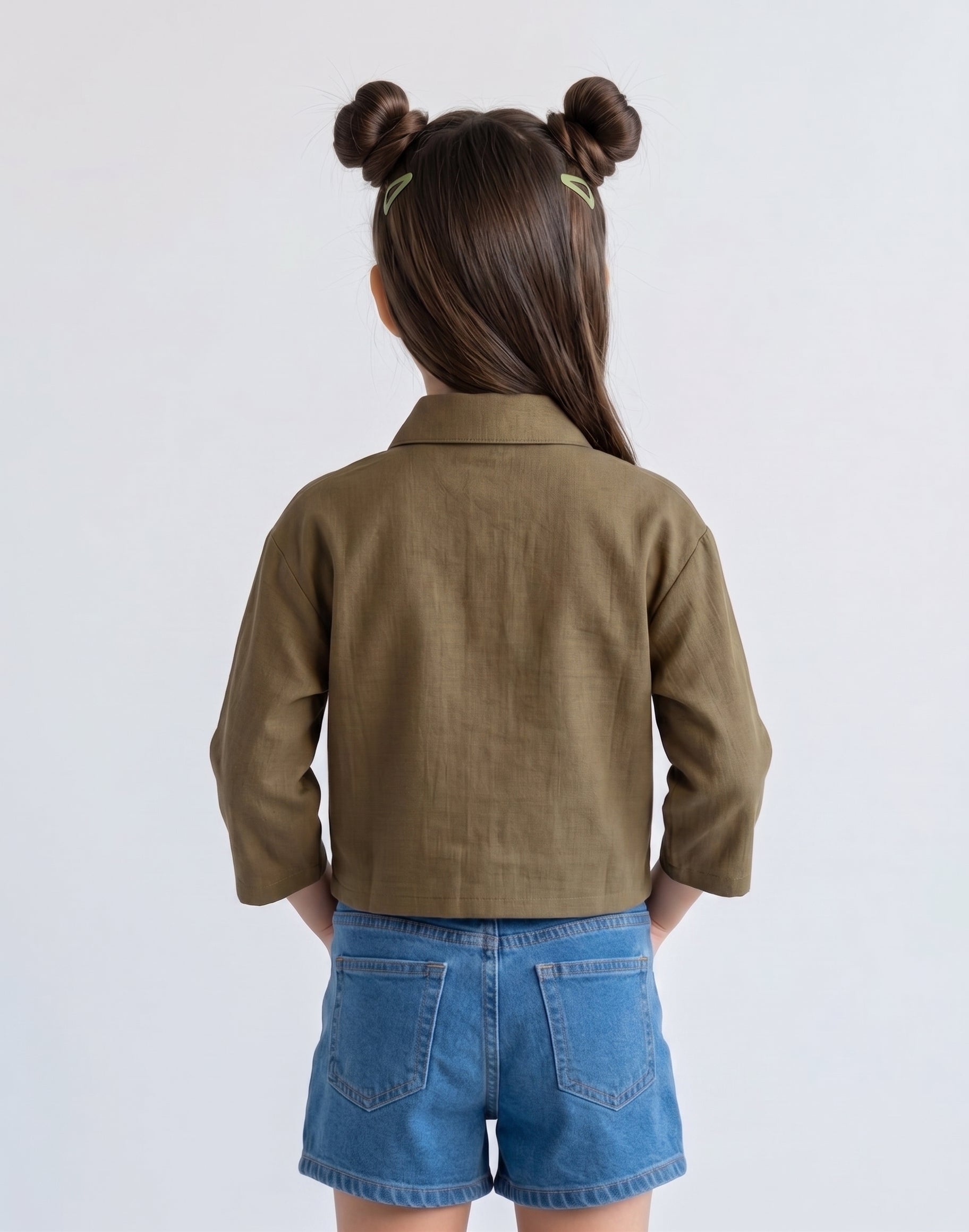 Brown Utility Pocket Cropped Shirt TG6750