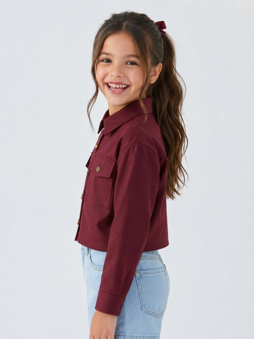 Magenta Cropped Shirt TG6750