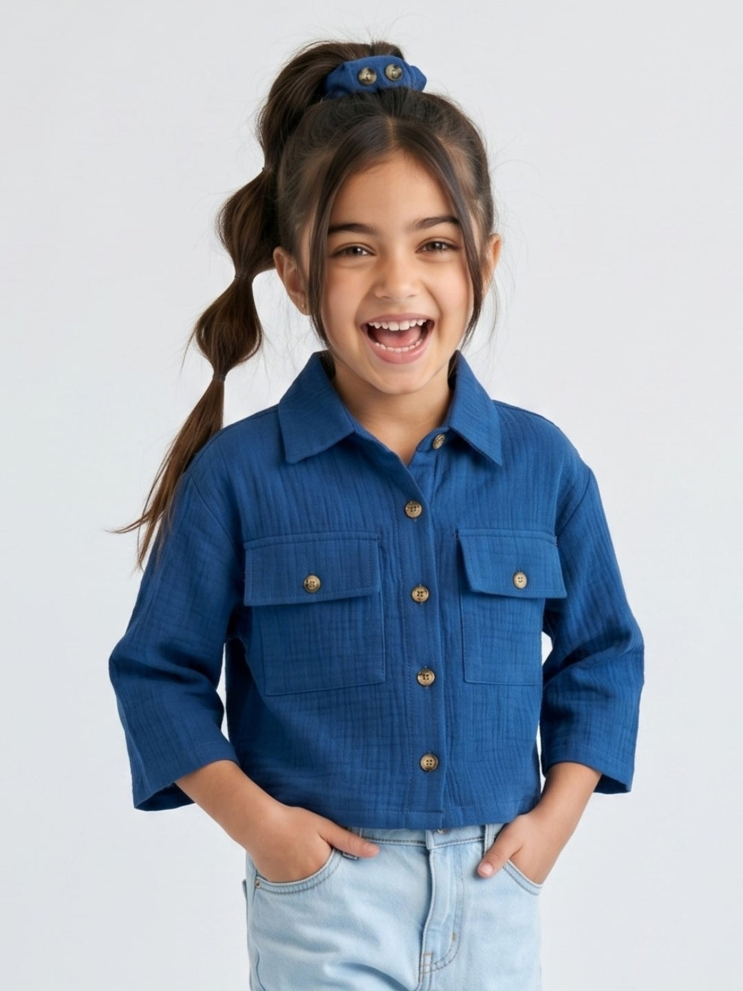 Royal Blue Cropped Shirt TG6750