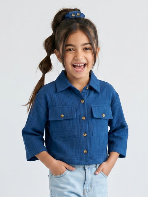 Royal Blue Cropped Shirt TG6750