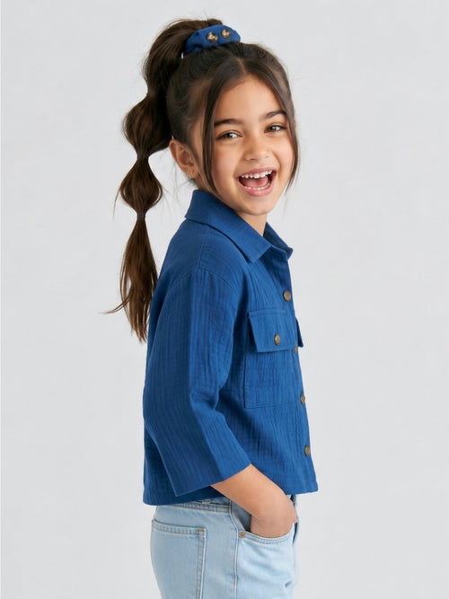 Royal Blue Cropped Shirt TG6750