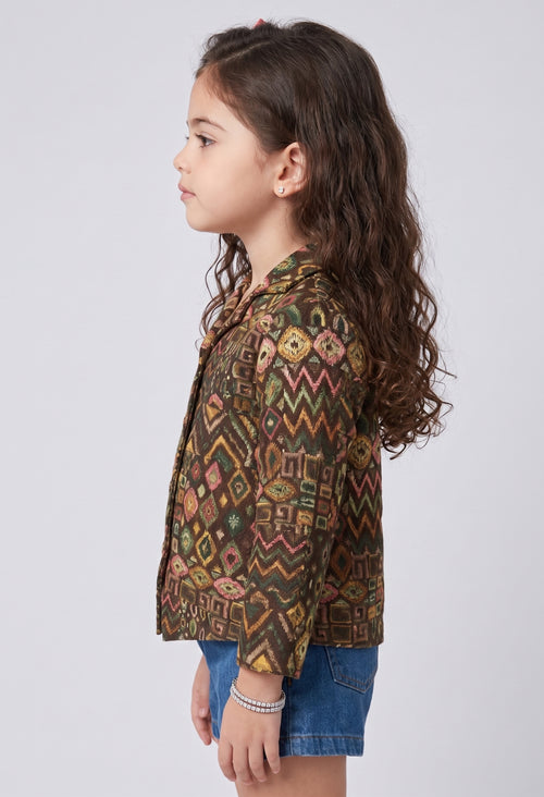 Brown Multicolour Geometric Print Shirt TG6759