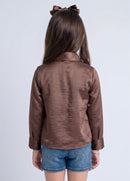 Mauve Satin Floral Embroidered Shirt TG6762