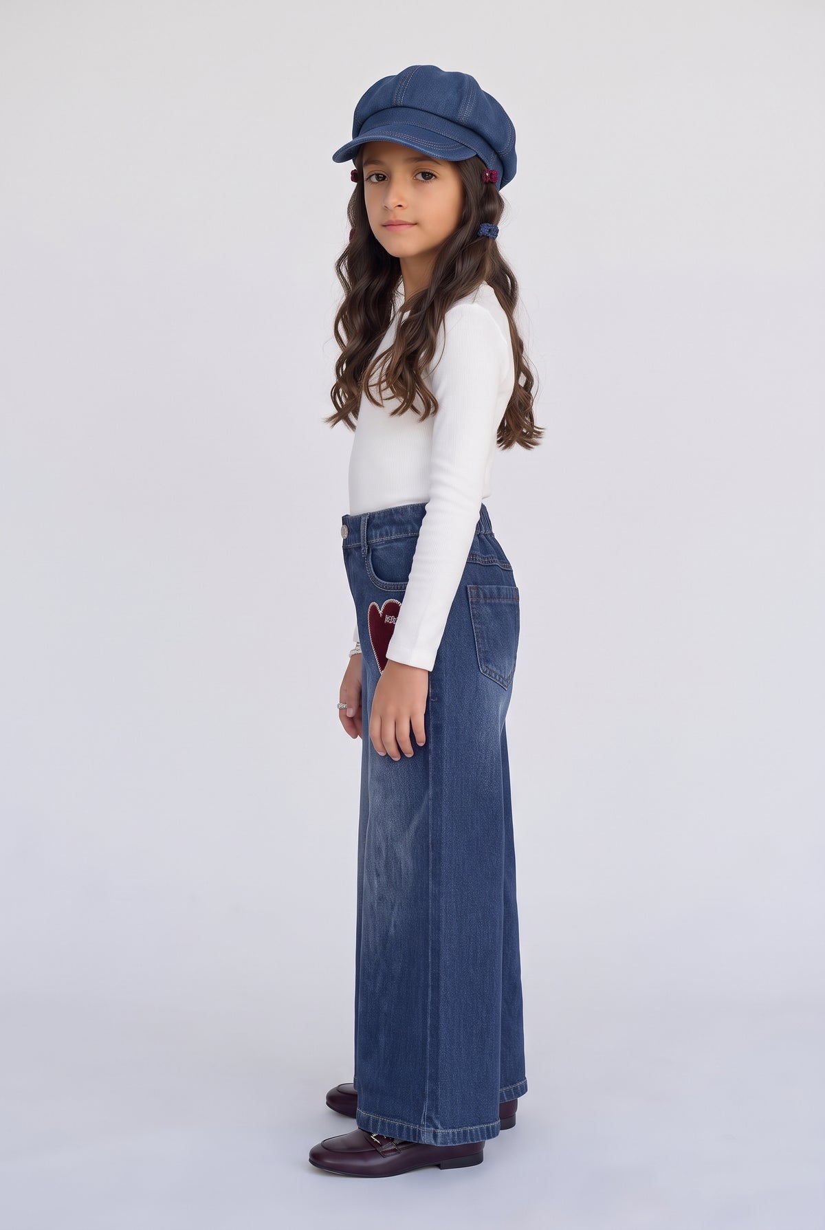 Dark Blue High-Rise Wide-Leg Denim Jeans TGCO0047
