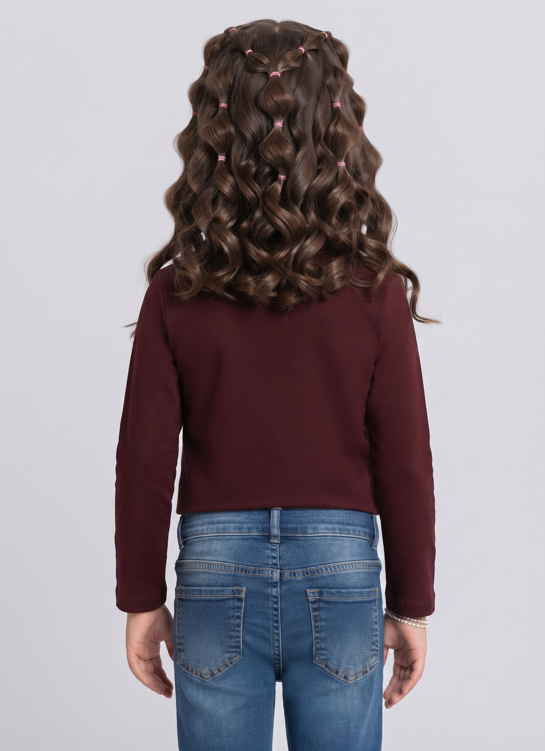 Blue Denim Panel and Belt Detail Top TGCO0047