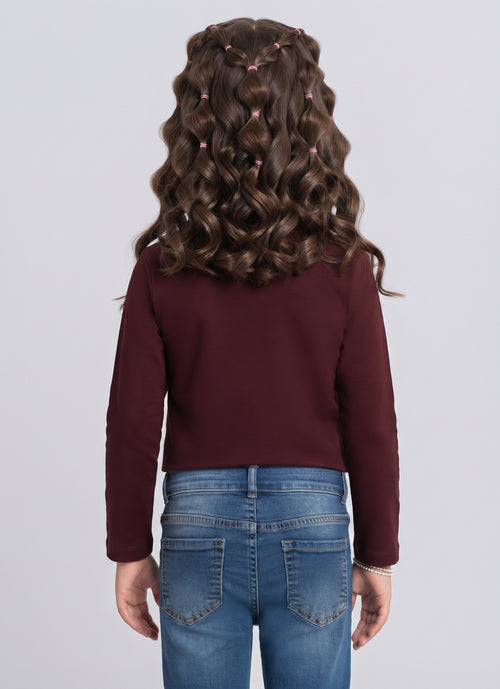 Blue Denim Panel and Belt Detail Top TGCO0047