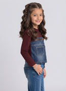Blue Denim Panel and Belt Detail Top TGCO0047