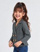 Grey Pinstrip Full Sleeve Blazer with Top TGCO0058