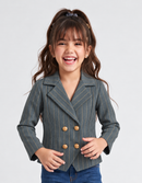 Grey Pinstrip Full Sleeve Blazer with Top TGCO0058
