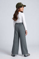 Grey Pinstripe High-Waist Wide-Leg Trousers TGCO0058