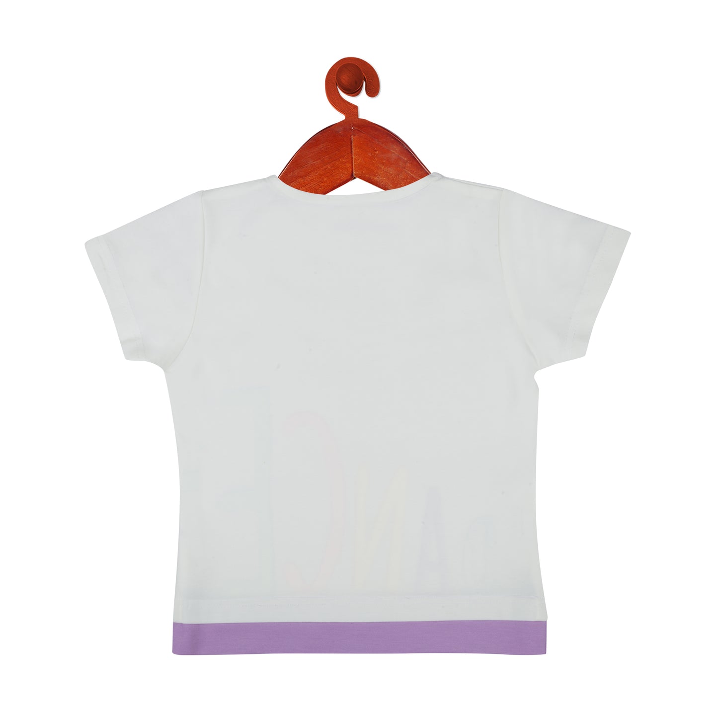 Girls Half Sleeves Top Adorn With Glitter Print