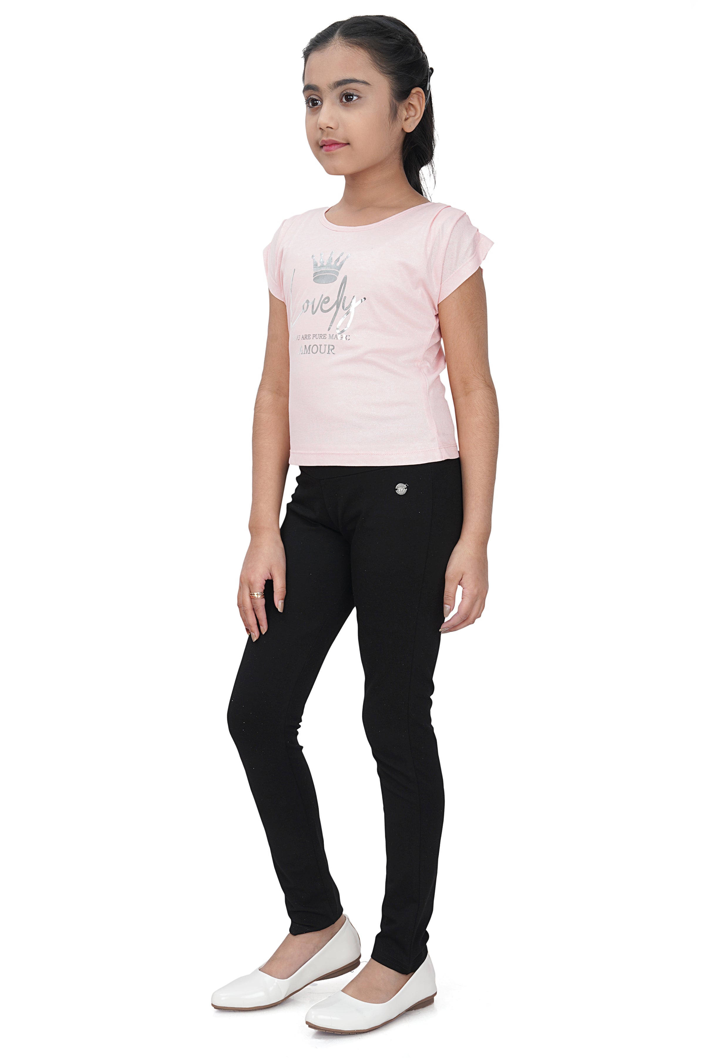 Peach Heart Print Top for Girls