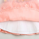 Girls Peach Sequin Tulle Party Frock with Heart Belt TSF10002