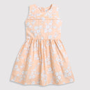 Peach Floral Sleeveless Frock TSF10006