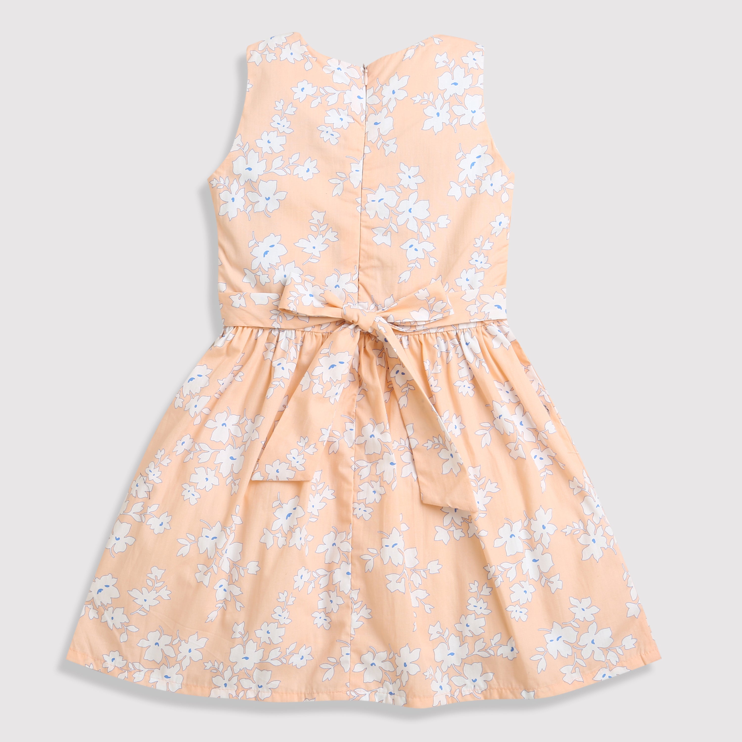 Peach Floral Sleeveless Frock TSF10006