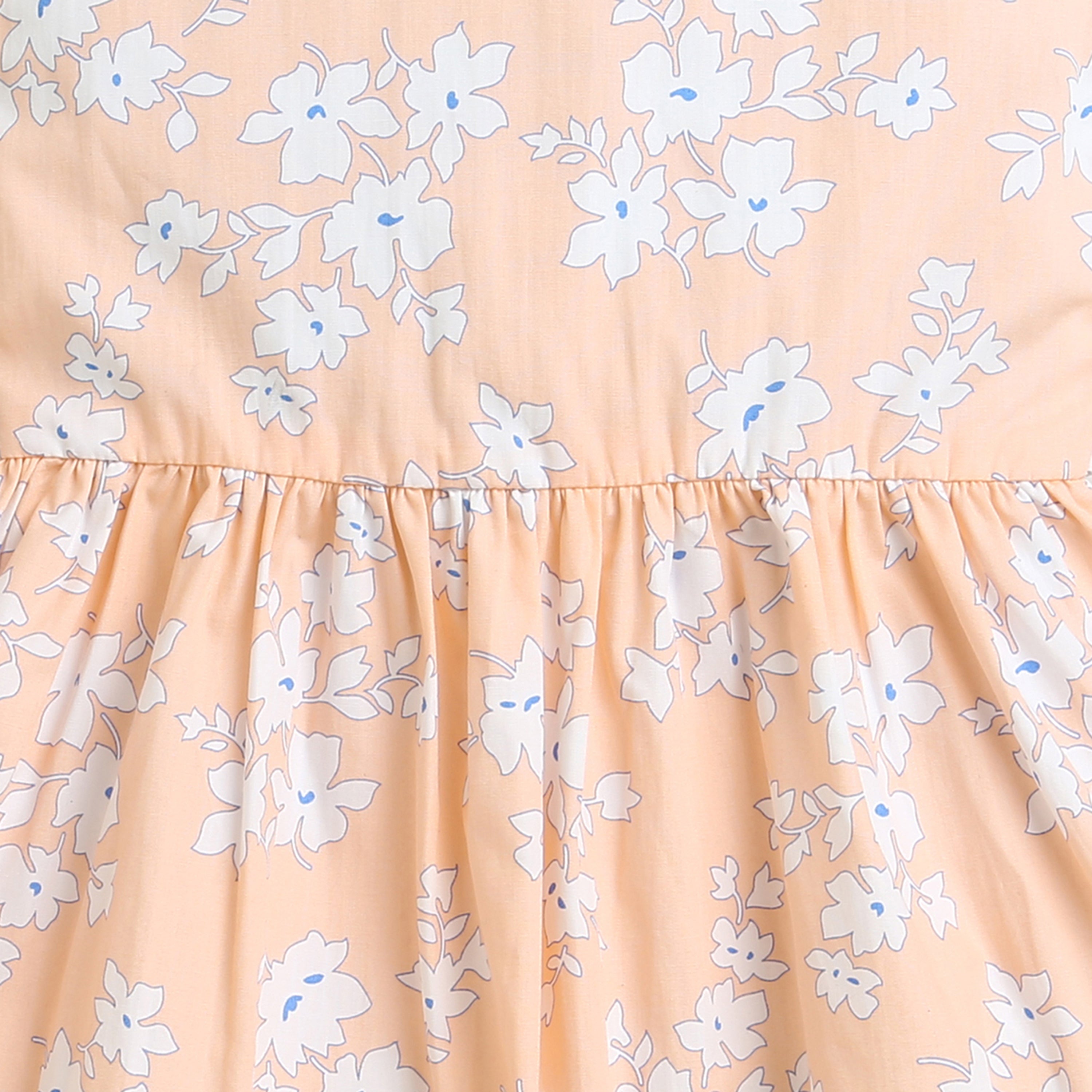 Peach Floral Sleeveless Frock TSF10006