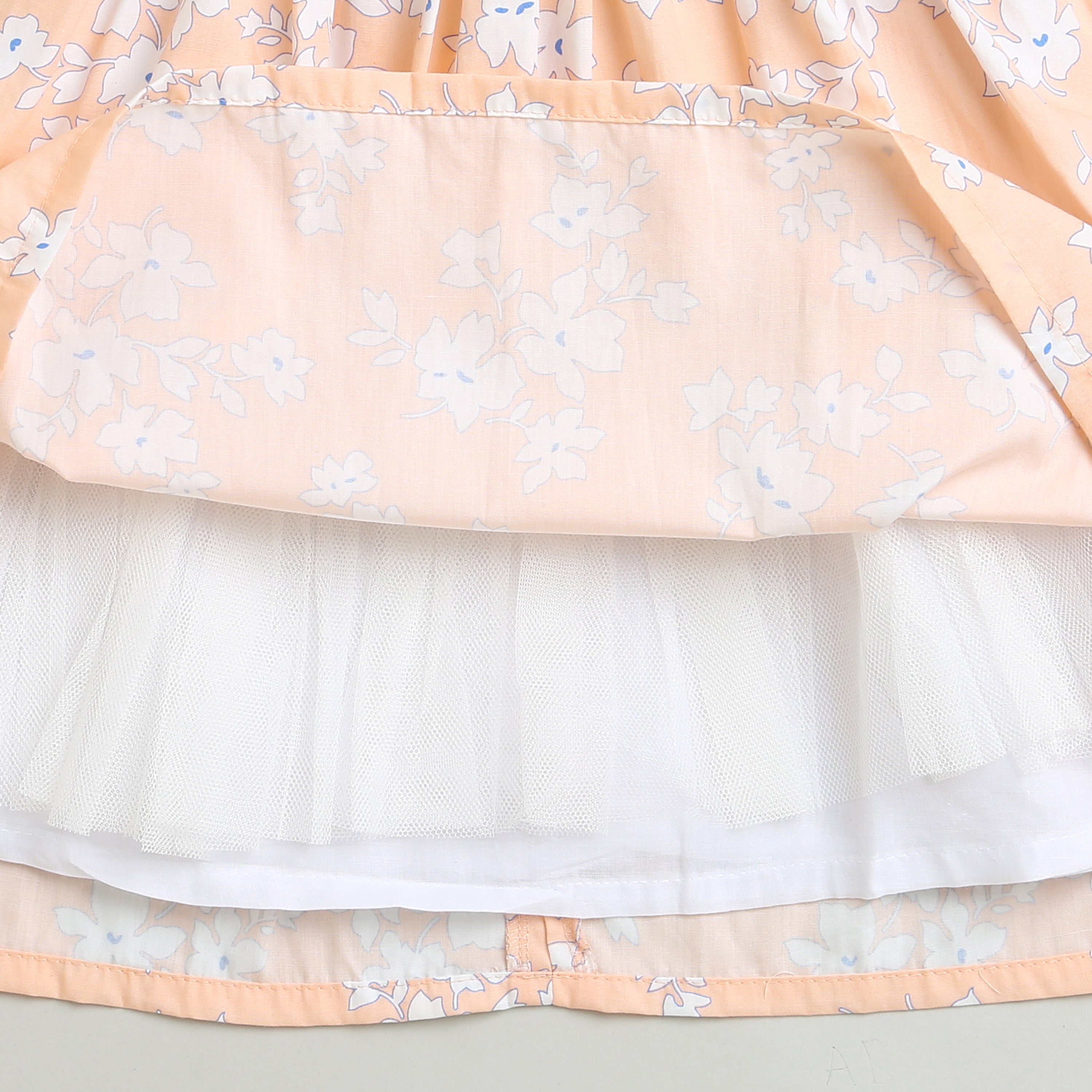 Peach Floral Sleeveless Frock TSF10006