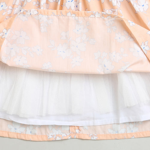 Peach Floral Sleeveless Frock TSF10006