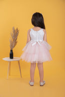 Girls Light Pink Sequin Tulle Party Frock TSF10014