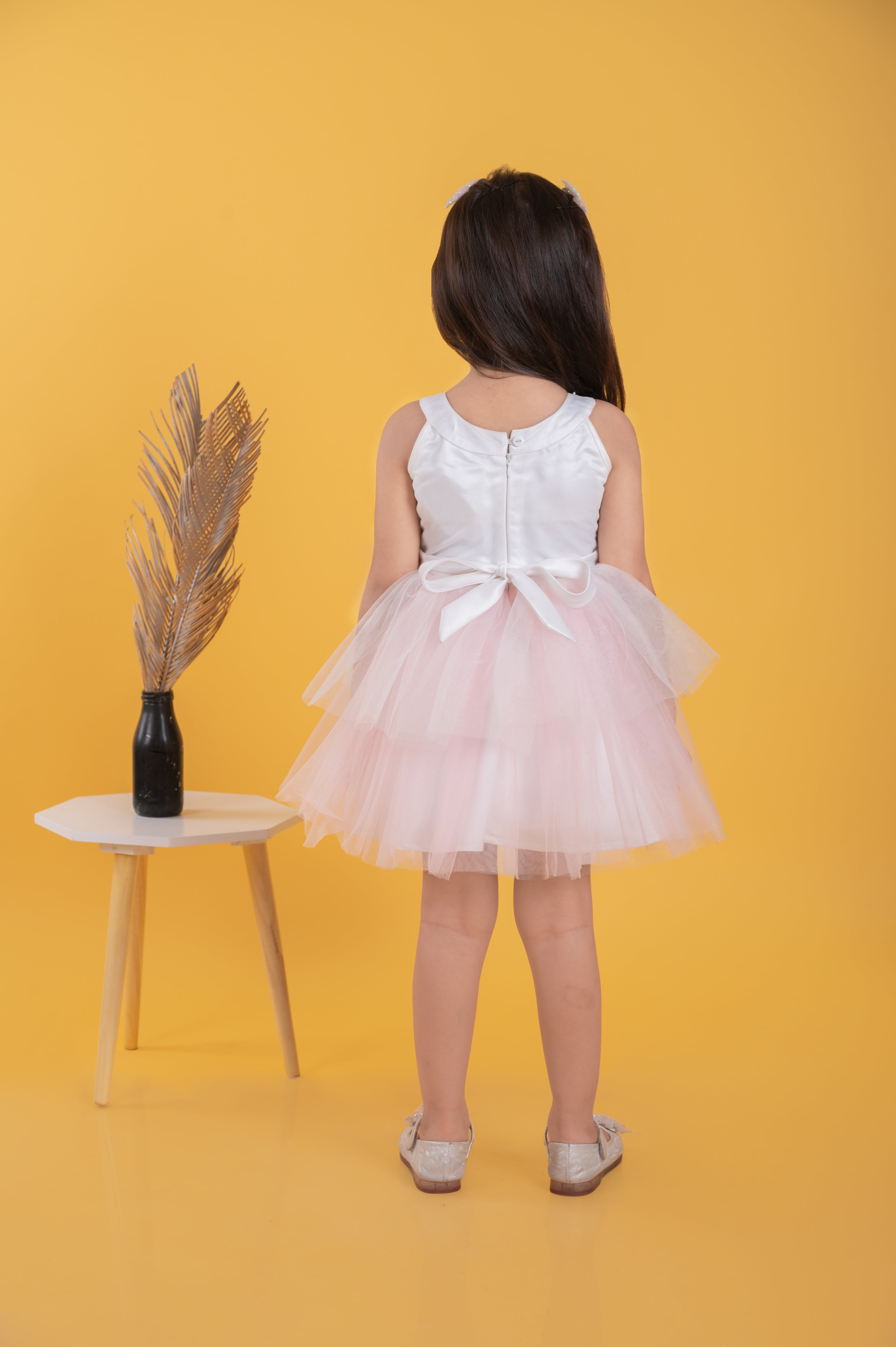 Girls Light Pink Sequin Tulle Party Frock TSF10014