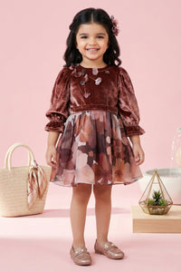 Onion Pink Floral Organza Party Frock TSF10078