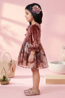 Onion Pink Floral Organza Party Frock TSF10078